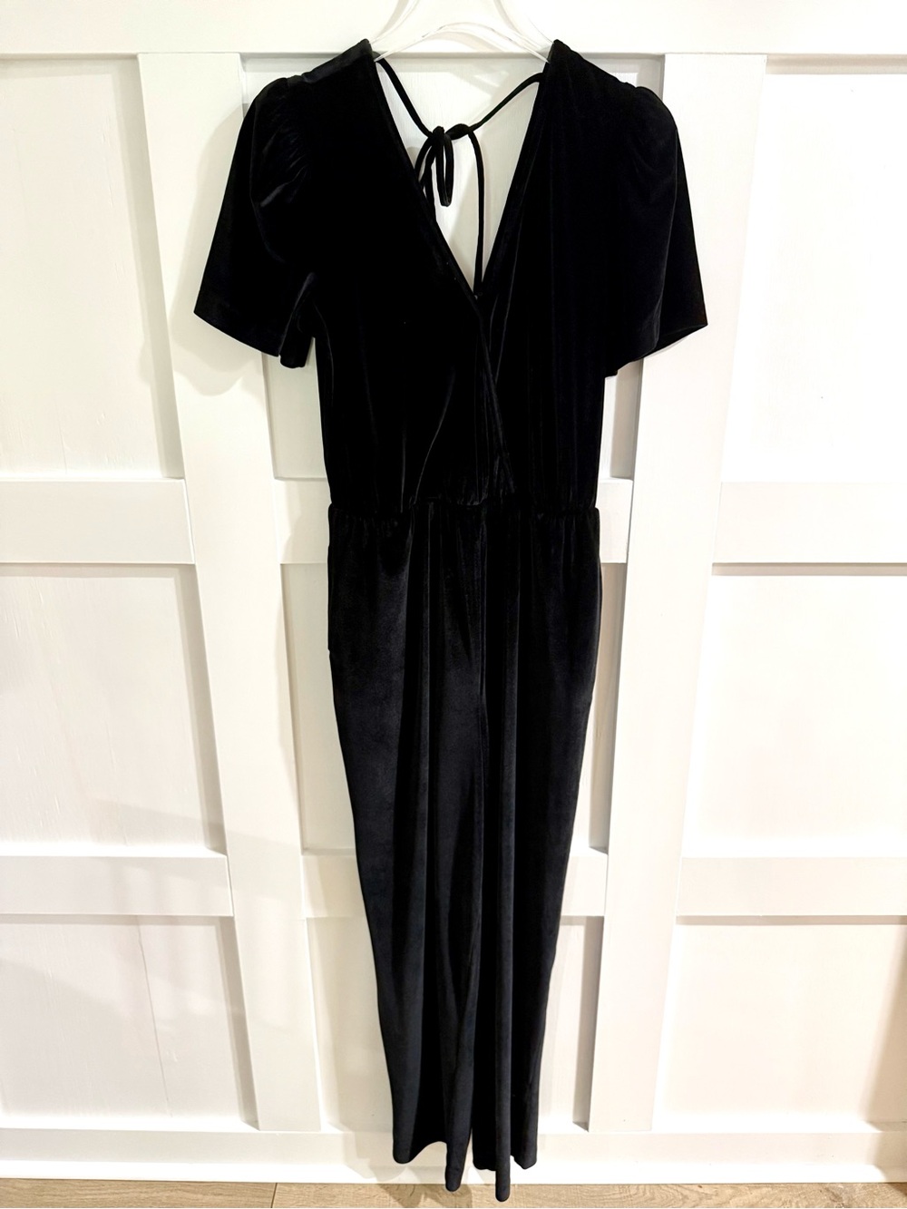 Happy Nature Black Velvet Jumpsuit – Open Back Tie – Size M - Picture 3 of 8